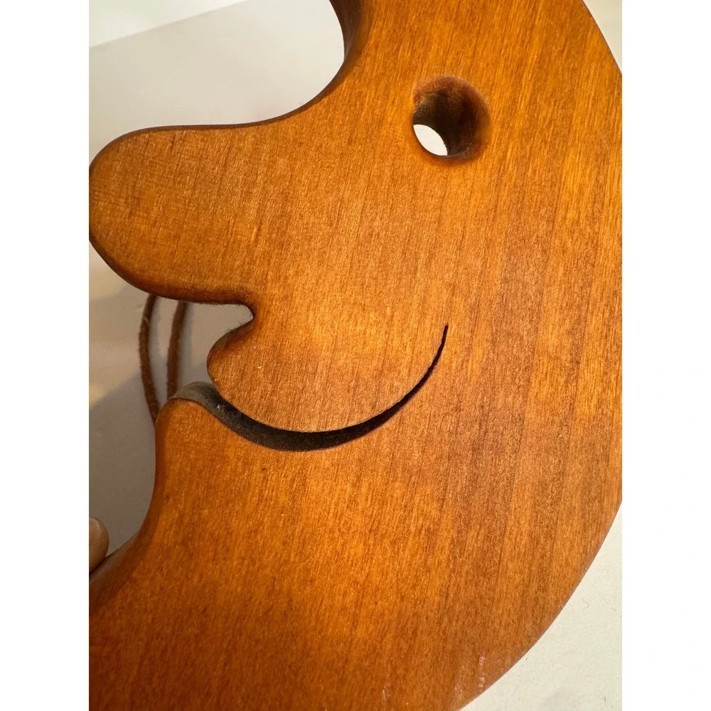 Vintage Celestial Wooden Moon Wall Hanging German Folk Art Boho Decor